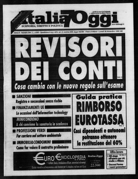 Italia oggi : quotidiano di economia finanza e politica